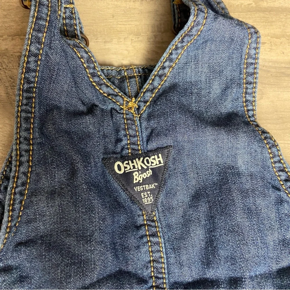 Oshkosh B’gosh 12 Months Classic Denim Blue Jeans Overalls Red‎ Plaid Flannel